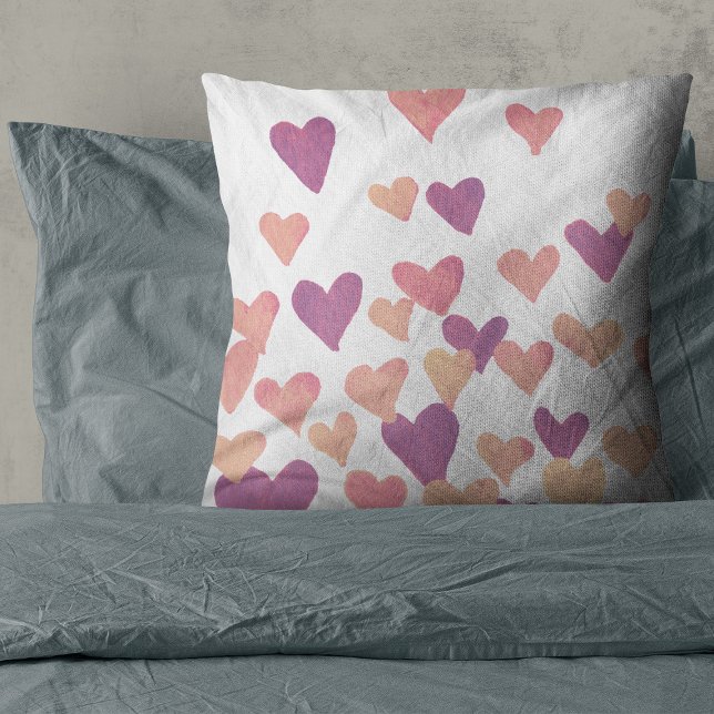 Valentine’s Day Watercolor Hearts – pastel pink Cushion (Creator Uploaded)