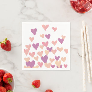 Valentine’s Day Watercolor Hearts – pastel pink Napkin