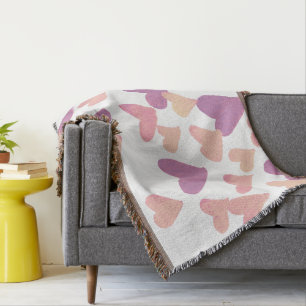 Valentine’s Day Watercolor Hearts – pastel pink Throw Blanket