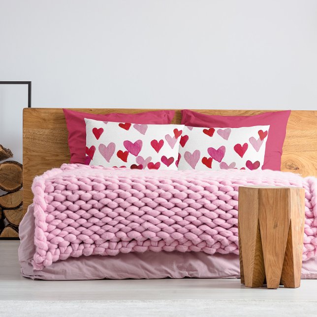 Valentine’s Day Watercolor Hearts – pink Pillowcase (Creator Uploaded)