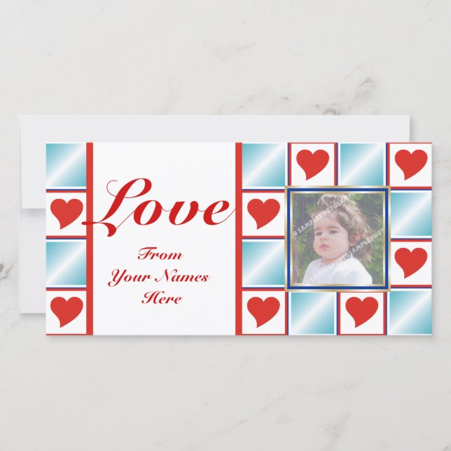 Valentine’s Heart Pattern Photo Cards (Front)