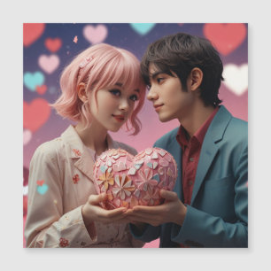 Valentine´s kawaii love champagne, hearts magnetic invitation