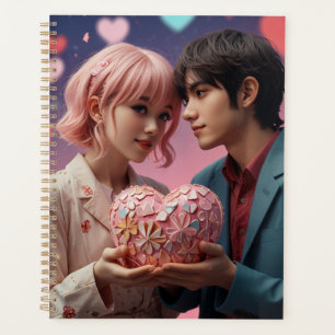 Valentine´s kawaii love champagne, hearts planner