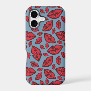 Valentine’s Lips Blue and Red Pattern