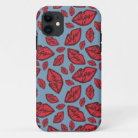 Valentine’s Lips Blue and Red Pattern