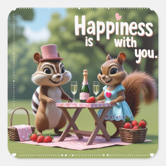 Valentine´s Love squirrel Square Sticker (Front)