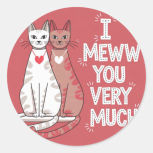 Valentine´s Meww cats Classic Round Sticker
