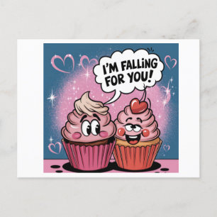 Valentine´s pink cupcake postcard