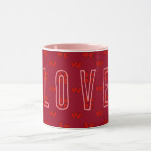 Valentine’s Red Hearts On Red Love 3 Mug