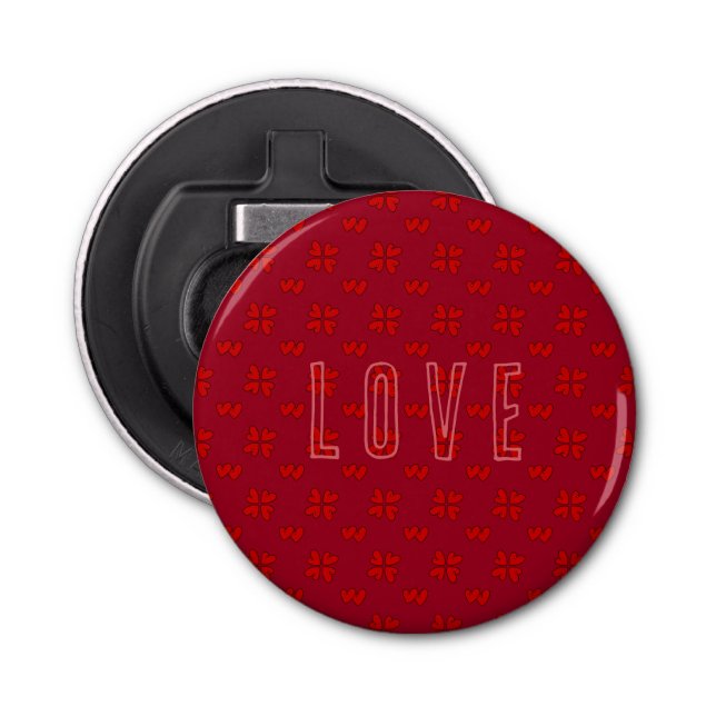 Valentine’s Red Hearts On Red Love  Bottle Opener (Front)