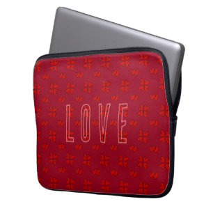 Valentine’s Red Hearts On Red Love  Laptop Sleeve