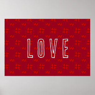 Valentine’s Red Hearts On Red Love  Poster