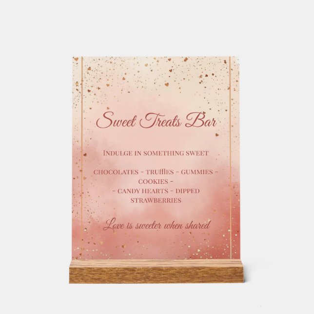 Valentine’s Treat Table Sign – Blush Pink & Gold (Front)
