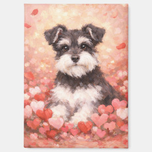 Valentine Schnauzer with Hearts Magnet