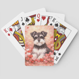Valentine Schnauzer with Hearts Playing Cards