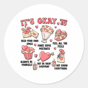 Valentine School Psychologist Teacher Mental Healt Classic Round Sticker