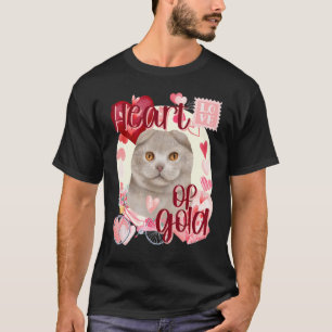 Valentine Scottish Fold Cat Simply Watercolor Sout T-Shirt