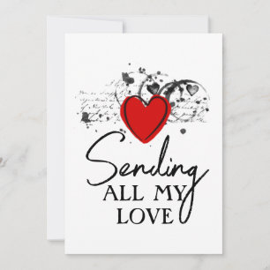 Valentine Sending Love Heart Script Printable  Holiday Card