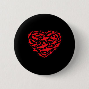 Valentine Sharks Heart Sea Animal Lover Ocean Wild 6 Cm Round Badge