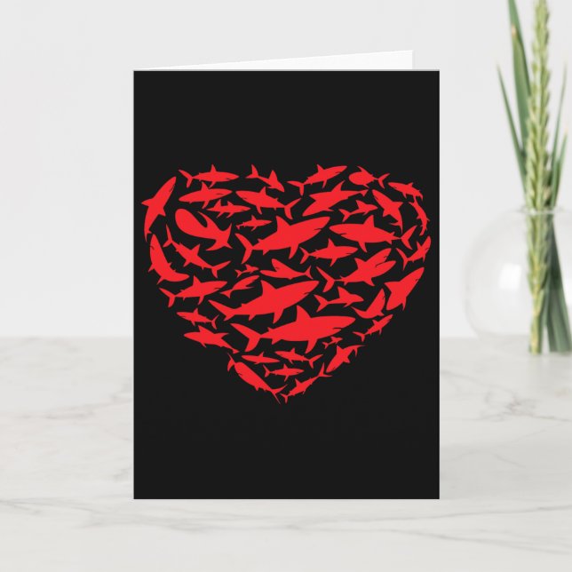 Valentine Sharks Heart Sea Animal Lover Ocean Wild Card (Front)