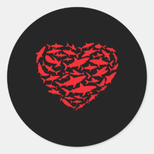 Valentine Sharks Heart Sea Animal Lover Ocean Wild Classic Round Sticker