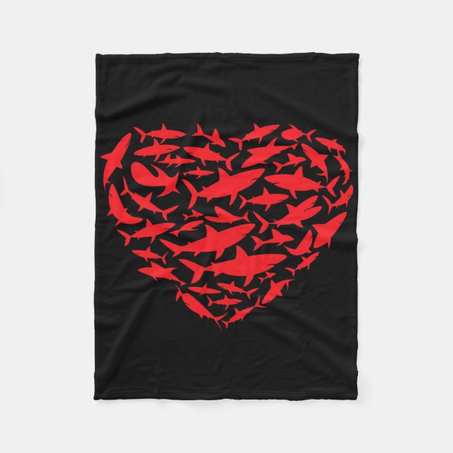 Valentine Sharks Heart Sea Animal Lover Ocean Wild Fleece Blanket (Front)