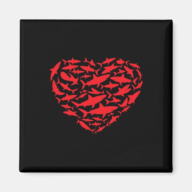 Valentine Sharks Heart Sea Animal Lover Ocean Wild Magnet (Front)