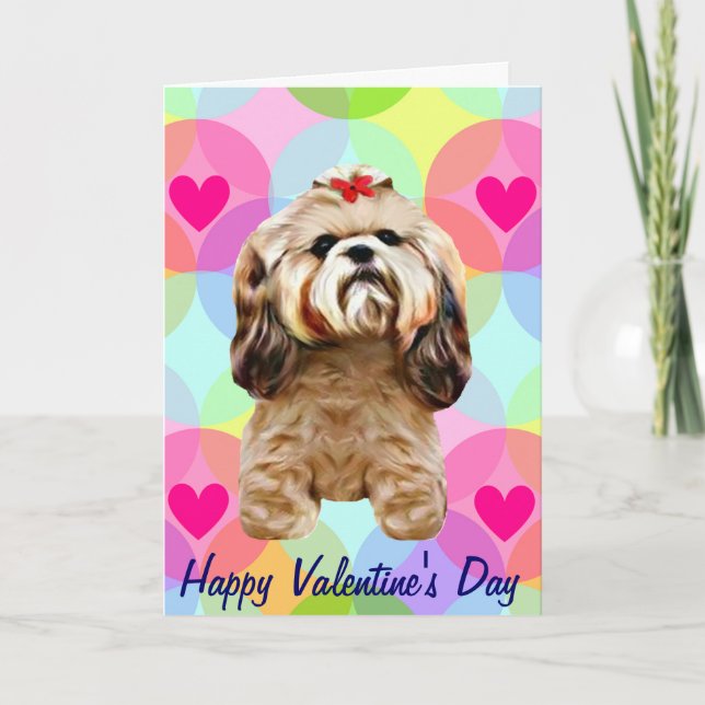 Valentine Shih Tzu Dog Holiday Card (Front)