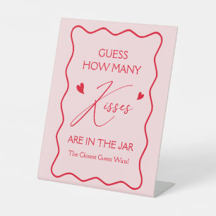 Valentine Shower Game Guess How Many Kisses  Pedestal Sign