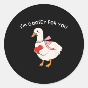 Valentine Silly Goose I'm Goosey For You Duck Vale Classic Round Sticker