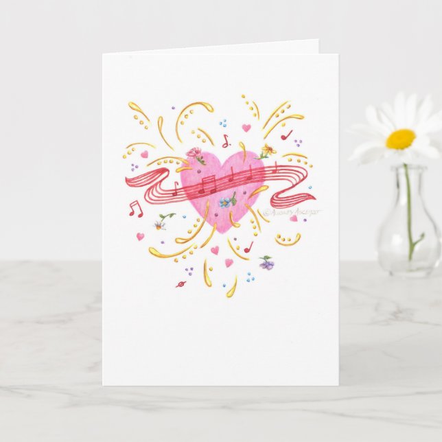 Valentine Singing Heart Greeting Card (Small Plant)