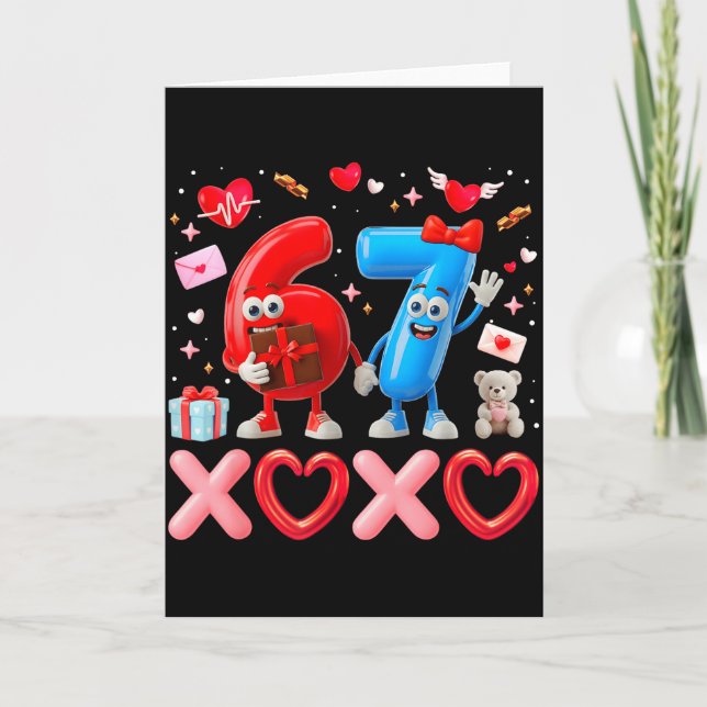 Valentine Six Seven 67 Xoxo Ballon Gen Alpha Meme  Card (Front)