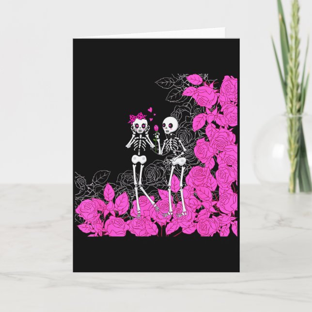 Valentine Skeleton Couple  Card (Front)