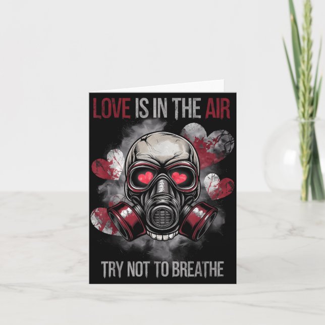 Valentine Skull Gas Mask Love Romance  Card (Front)
