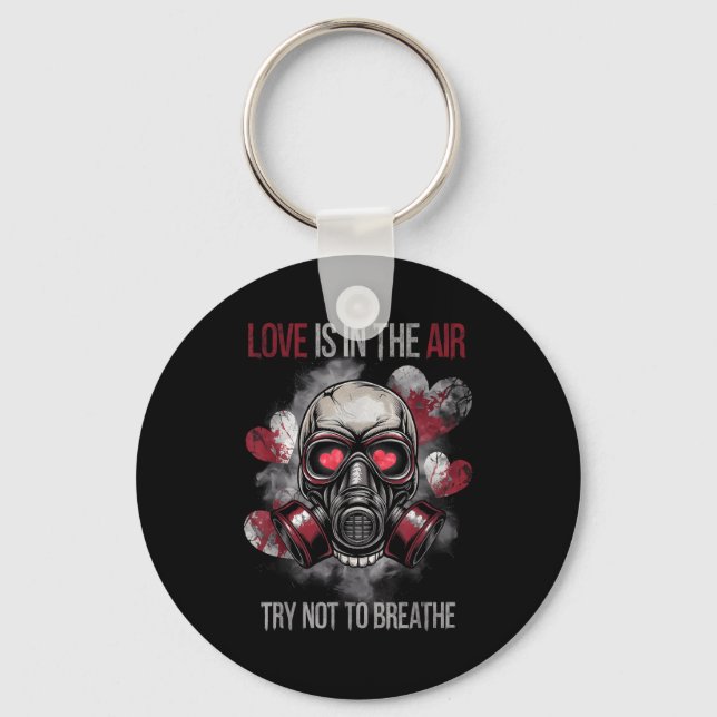 Valentine Skull Gas Mask Love Romance  Key Ring (Front)