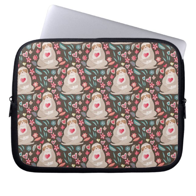 Valentine Sloth Pattern Laptop Sleeve (Front)