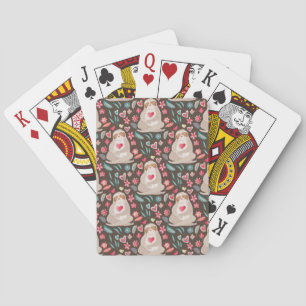 Valentine Sloth Pattern Playing Cards