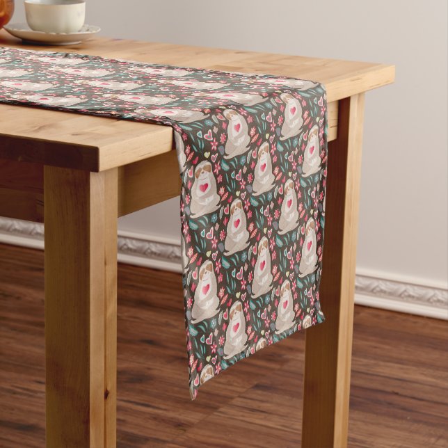 Valentine Sloth Pattern Short Table Runner (In Situ)