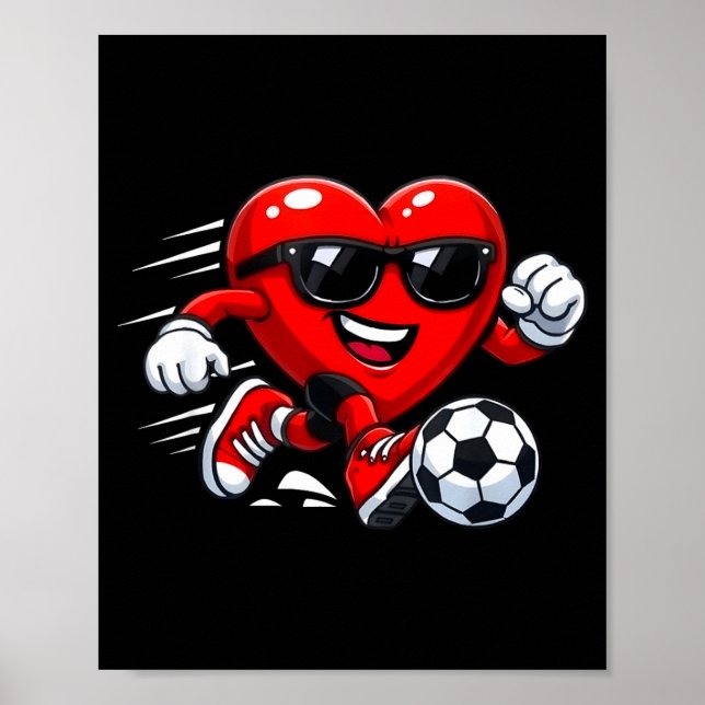 Valentine Soccer Heart Drip Srt Love Valentines Da Poster (Front)