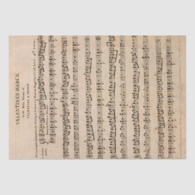 Valentine Song Sheet Music Vintage Notes Decoupage (Front)