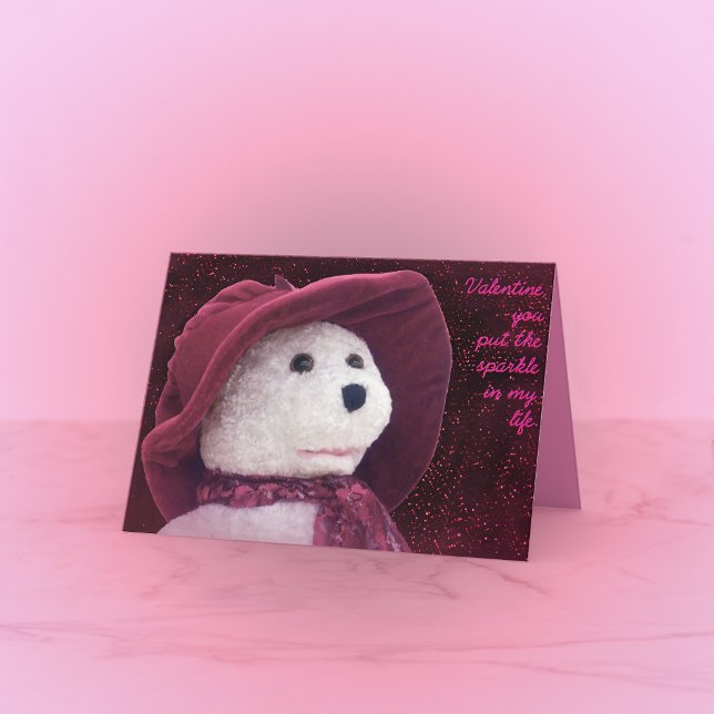 Valentine Sparkle Teddy Bear Holiday Card (Creator Uploaded)