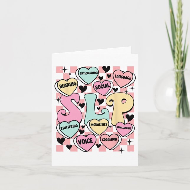 Valentine Speech Therapy Pathologist Heart Candy S Card (Front)