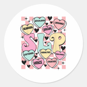 Valentine Speech Therapy Pathologist Heart Candy S Classic Round Sticker
