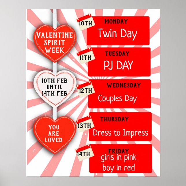 Valentine spirit week poster (Front)