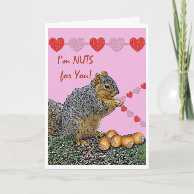Valentine Squirrel, I'm Nuts for You Holiday Card (Front)