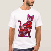 Valentine Stained Glass Cat Heart | Retro Mosaic 