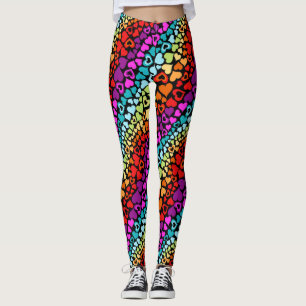Valentine Streaming Rainbow Love Hearts Leggings