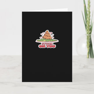 Valentine Stuck On You Cute Animal Love Playful De Card