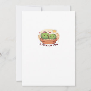 Valentine Stuck On You Cute Cactus Couple Love Pla Holiday Card