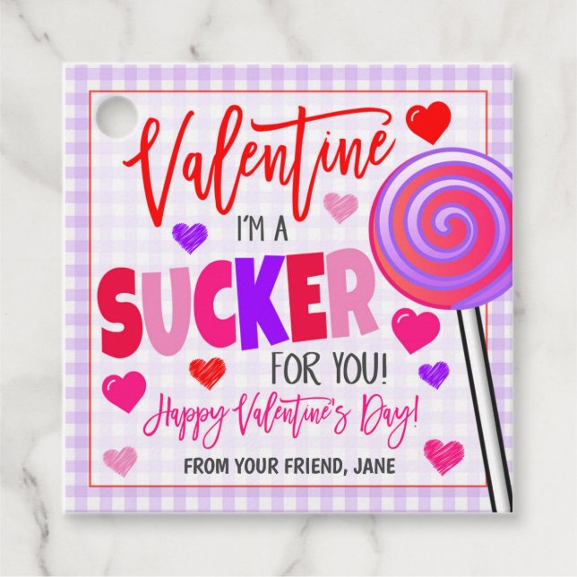 Valentine Sucker Gift Tag (Front)
